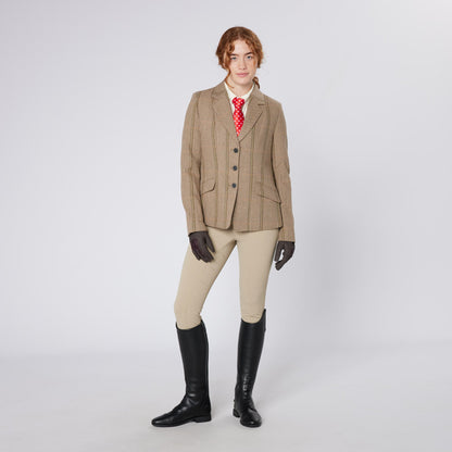 Equiflair CAMEO Green Tweed Show Jacket: Equestrian Riding Apparel with Fox Head Buttons