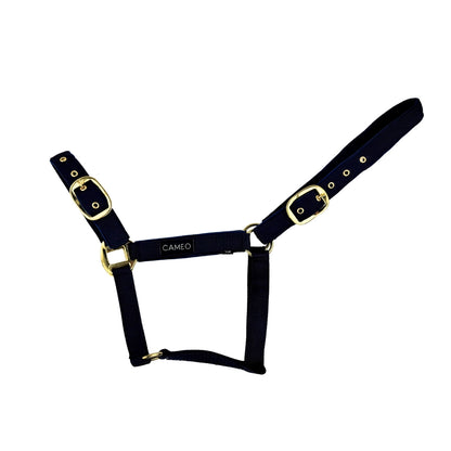 CAMEO Suede Padded Black Headcollar for Horses: Comfortable, Adjustable Halter