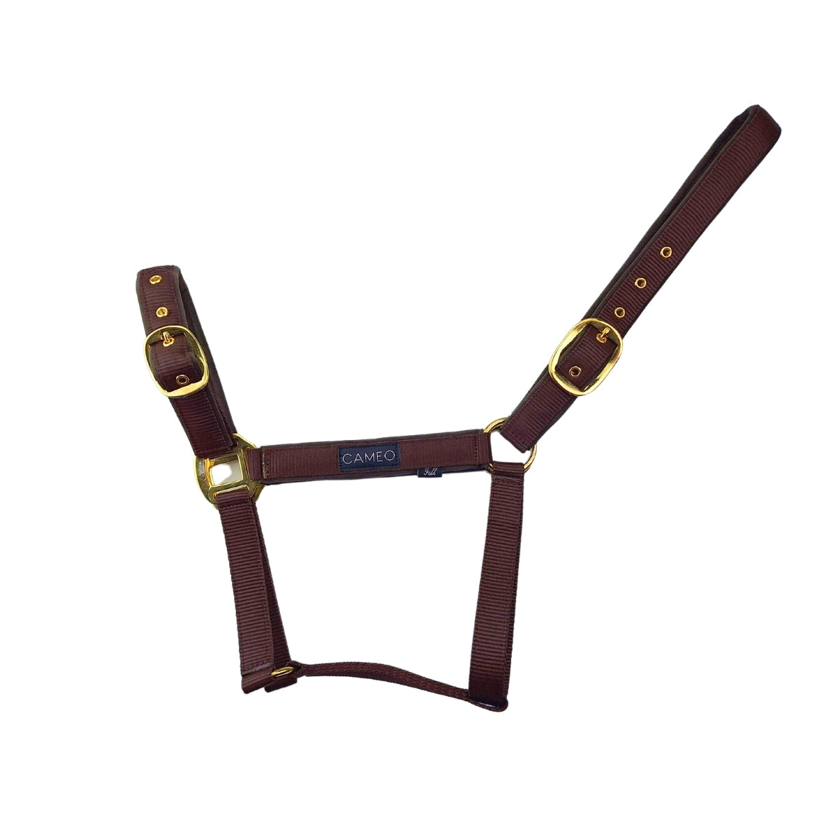 CAMEO Suede Padded Horse Headcollar - Chocolate Brown, Adjustable, Brass Fittings