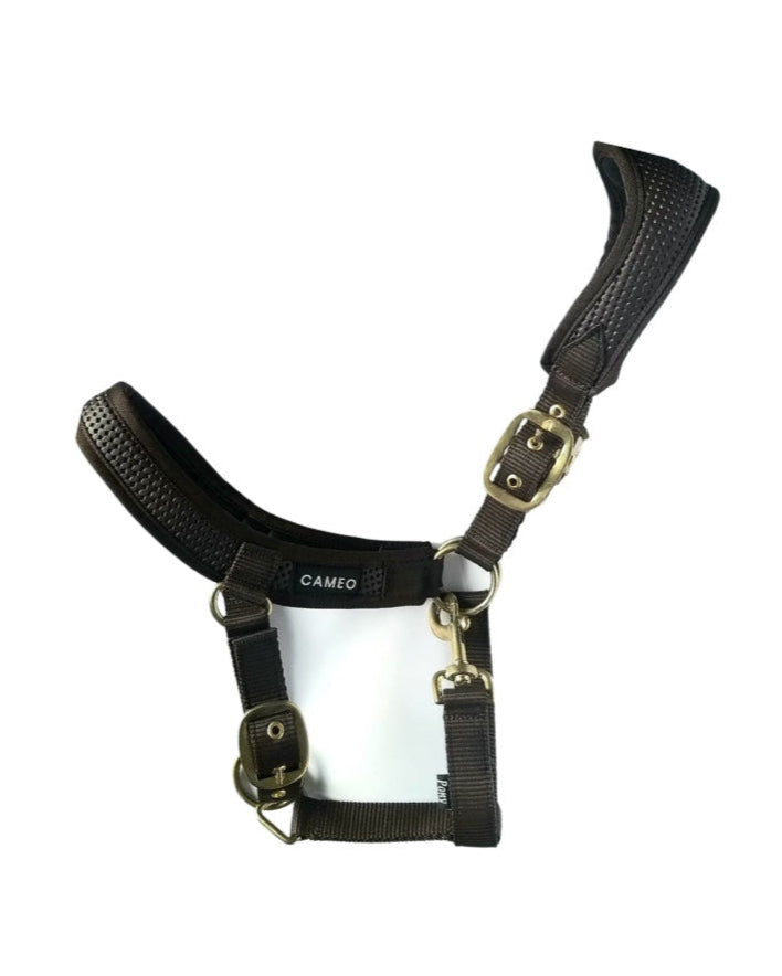 CAMEO Horse Headcollar - Anatomic Padded Brown Headcollar. Equine Halter for Comfort and Control