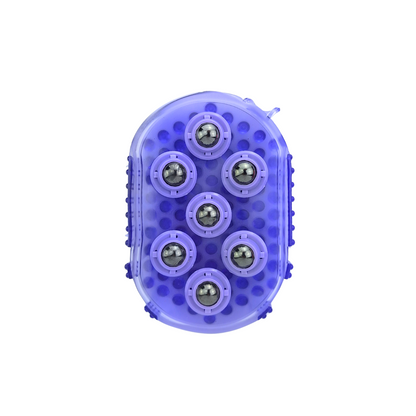CAMEO Magnetic Massage Mitt Purple: 2-in-1 grooming tool with rubber curry comb and massaging roller balls for muscle relaxation