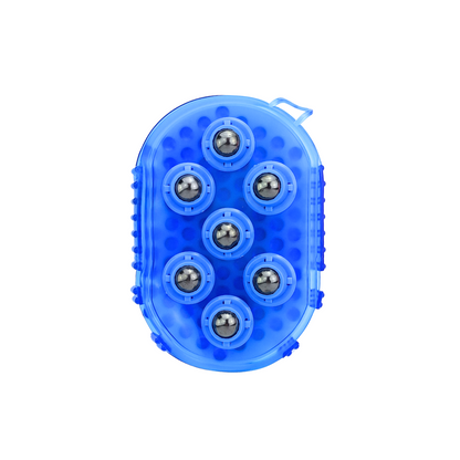 Equiflair CAMEO Blue Magnetic Massage Mitt with Roller Balls and Curry Comb for Horses Grooming
