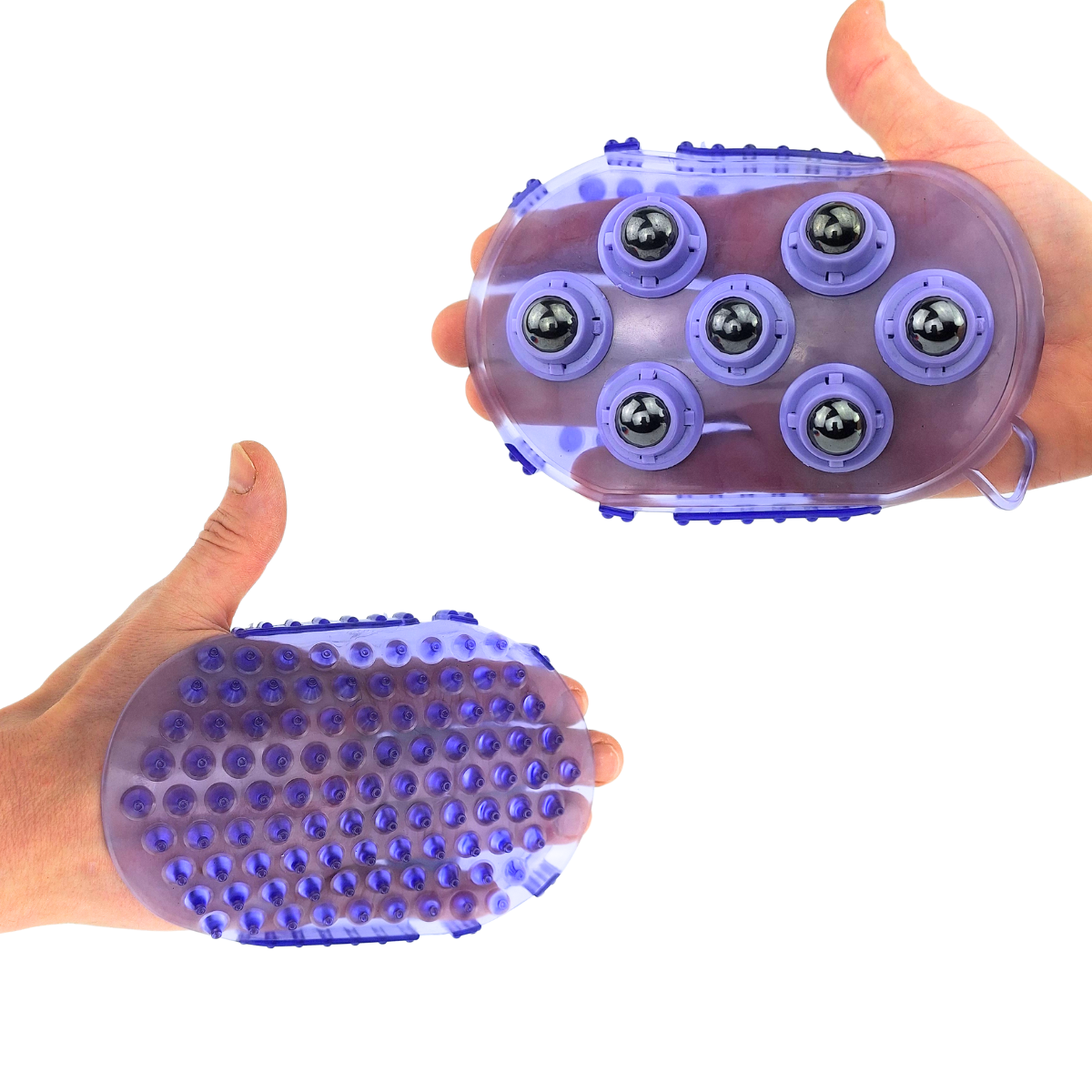 CAMEO MAGNETIC MASSAGE MITT BLUE. Equiflair grooming tool with curry comb and roller balls for relaxing muscles and improve circulation.