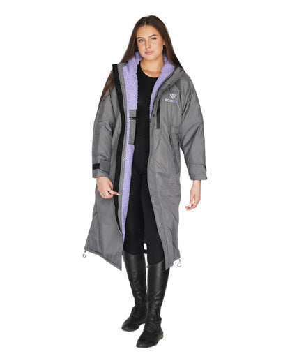 Equidry Women's Waterproof Horse Riding Coat - Grey & Lilac Fleece Lined