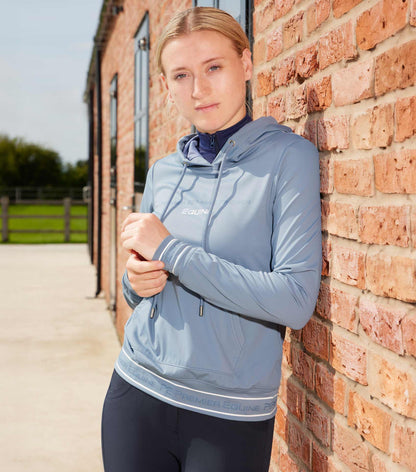 Premier Equine Cadenza Technical Riding Hoodie - San Marino Blue. Lightweight, breathable equestrian apparel.