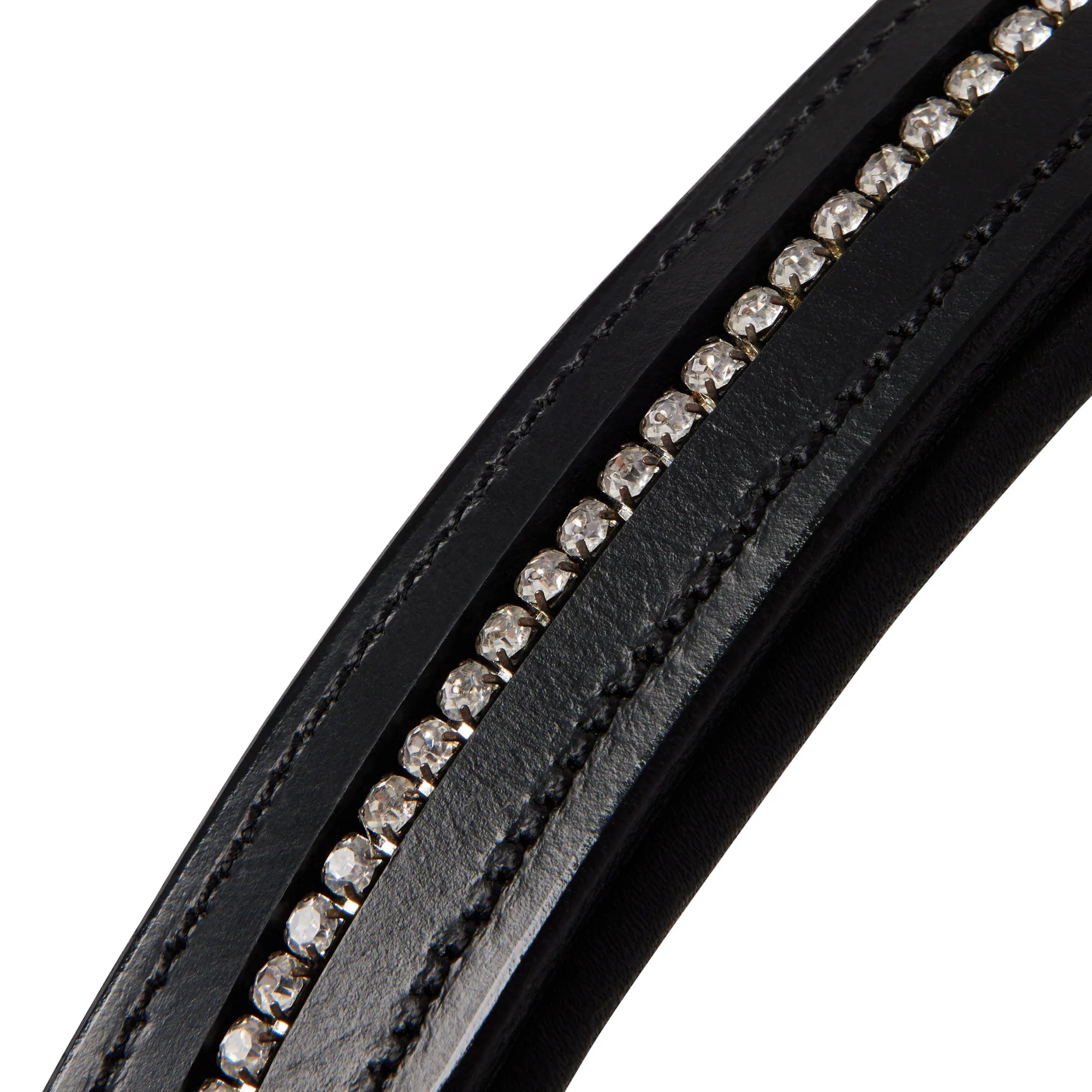 CAMEO Black Leather Horse Headcollar with Diamante Noseband - Equestrian Headwear