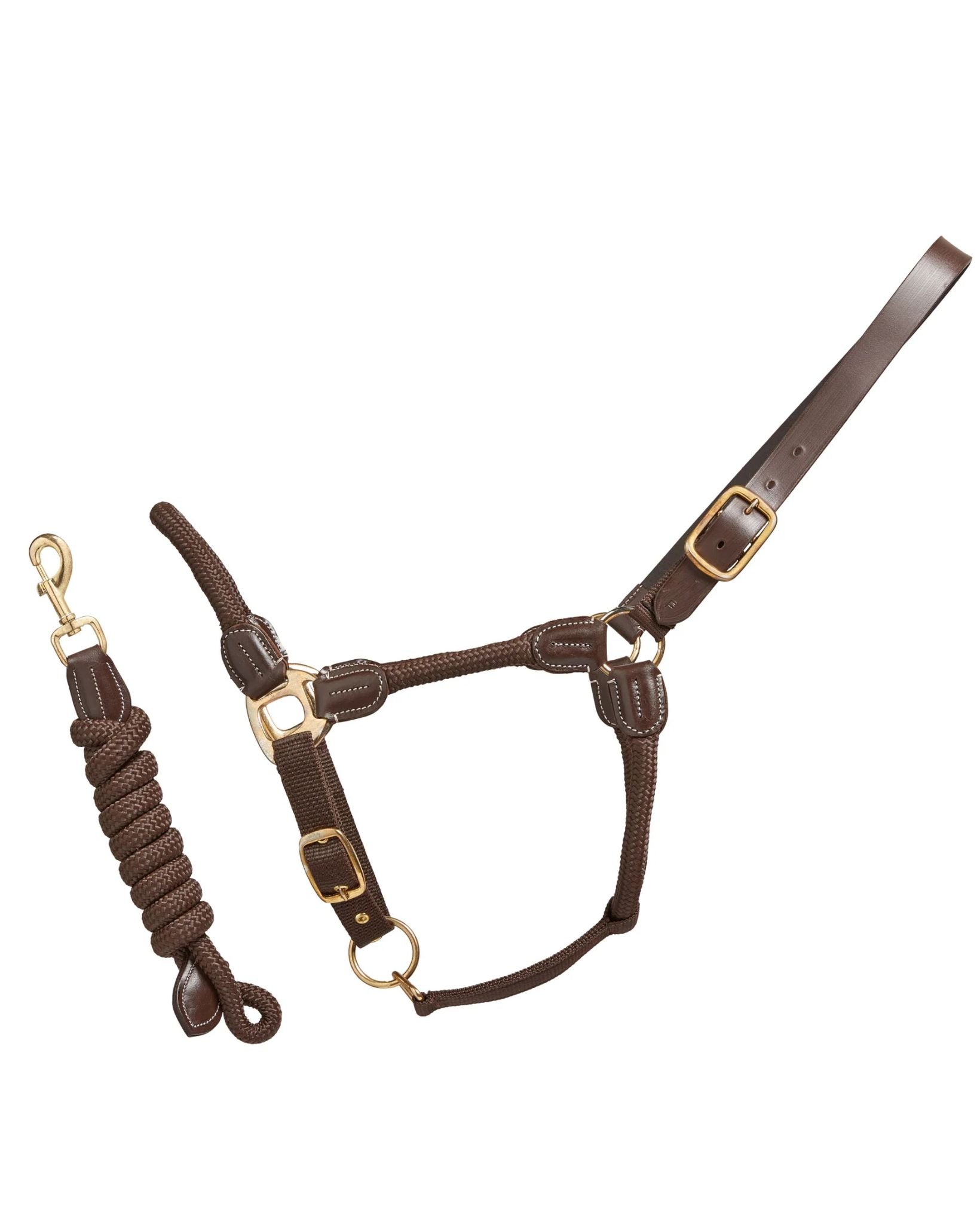 Cameo Rope Leather Headcollar and Leadrope Chocolate Brown | Equiflair