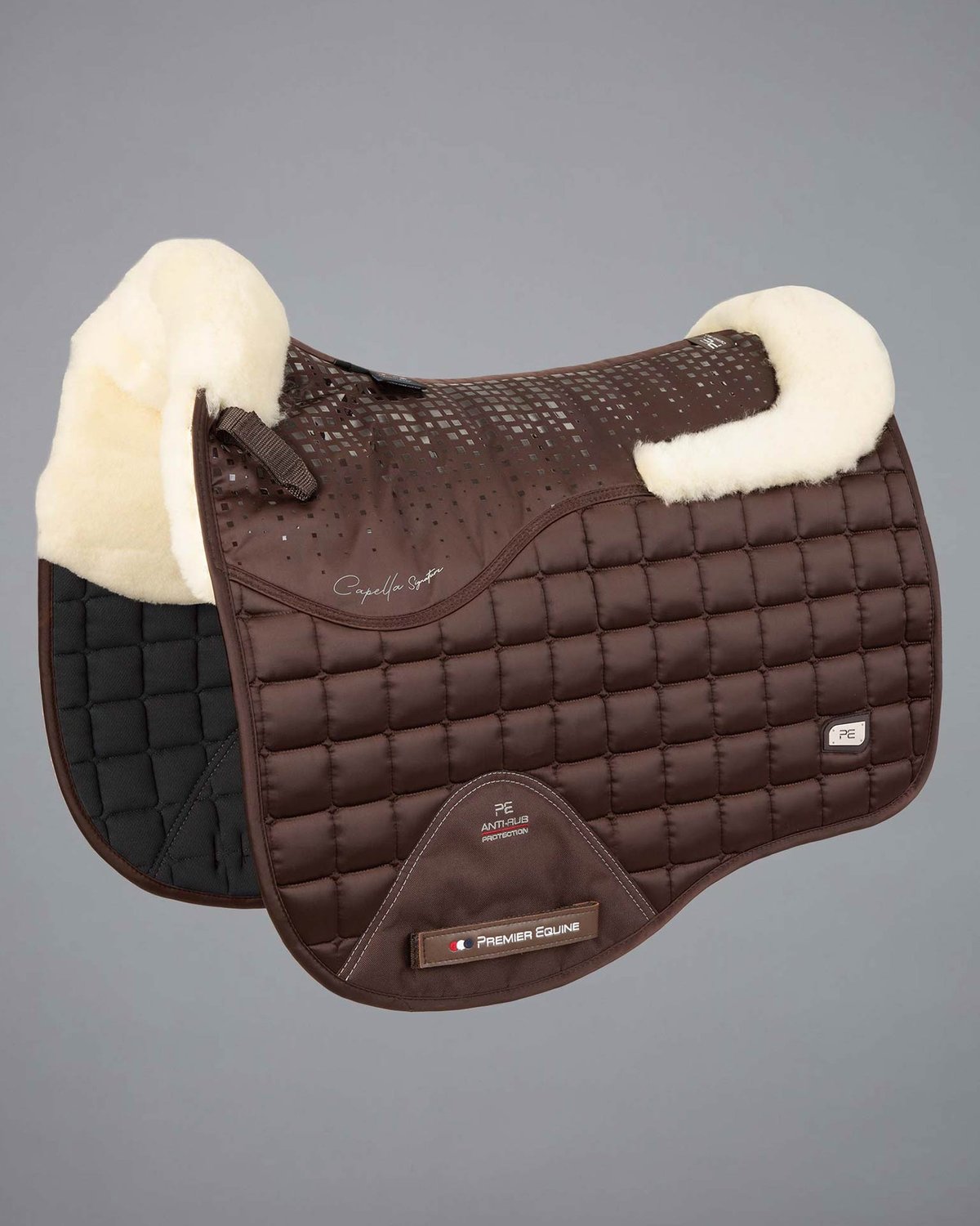 Premier Equine Capella Brown Dressage Saddle Pad - Merino Wool Lined