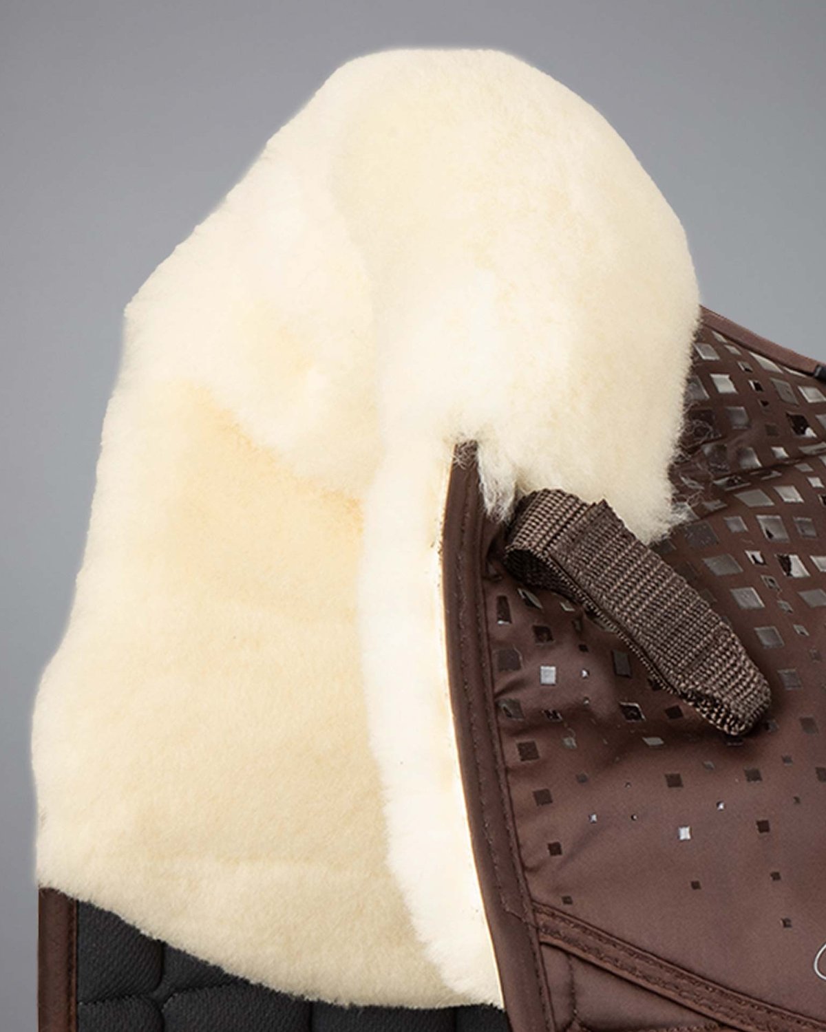 Premier Equine Capella Merino Wool Dressage Square Saddle Pad - Brown/Natural Wool for Horse Comfort & Performance
