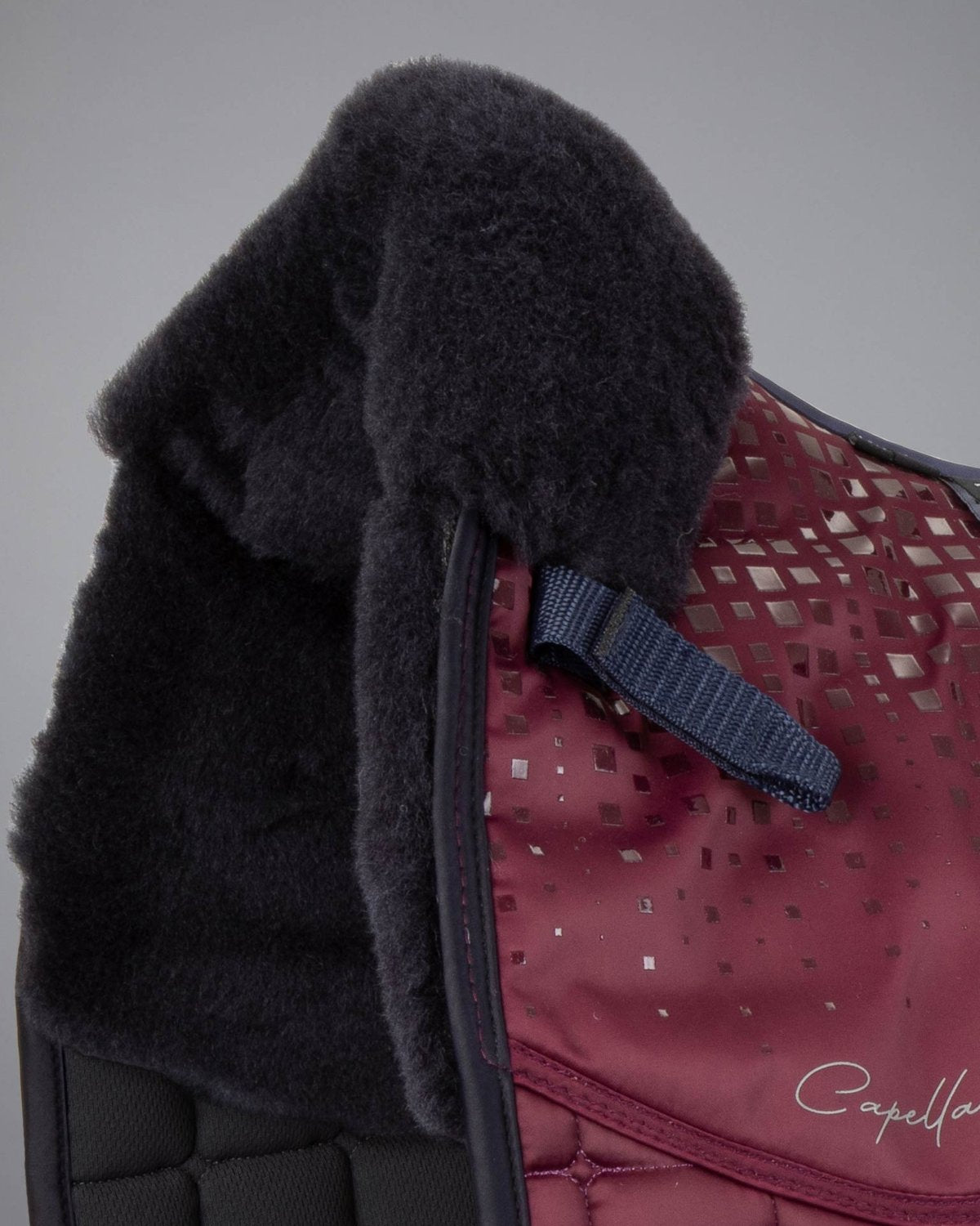 Premier Equine Capella Wine & Navy Merino Wool Dressage Saddle Pad Square - Close Contact, High Wither, Tech Grip, Anti-Slip