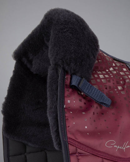Premier Equine Capella Wine & Navy Merino Wool Dressage Saddle Pad Square - Close Contact, High Wither, Tech Grip, Anti-Slip