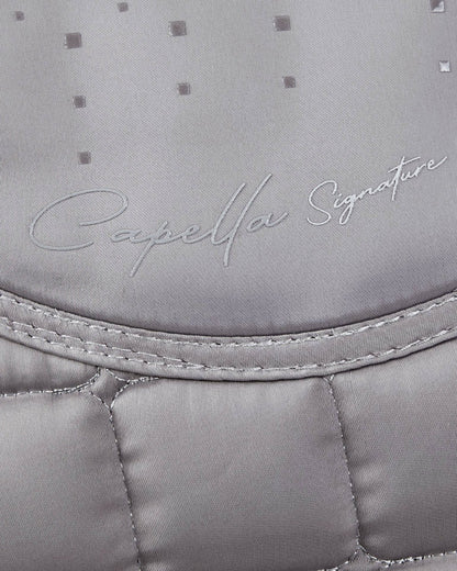 Premier Equine Capella Dressage Saddle Pad: Grey Merino Wool, Black Accents