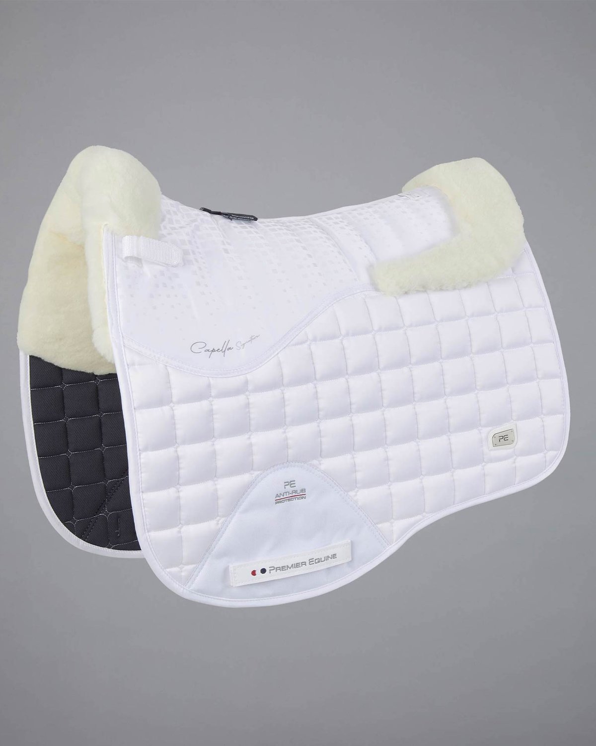 PREMIER EQUINE Capella White Dressage Saddle Pad with Merino Wool. Luxury Equestrian Horse Riding Equipment