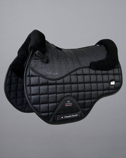 Premier Equine Capella Black Merino Wool GP/Jump Saddle Pad: Close Contact Design, Superior Comfort & Style.