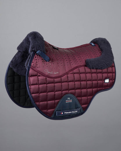 PREMIER EQUINE Capella Merino Wool GP/Jump Saddle Pad - Wine/Navy Equestrian Saddle Square