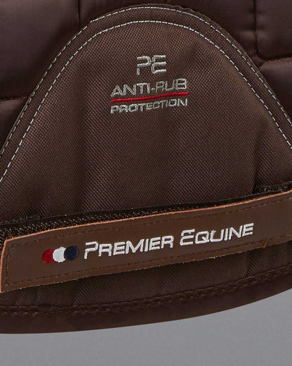 Premier Equine Brown Saddle Pad - GP/Jump Style with Anti-Rub Technology, Horse Riding Equestrian Gear