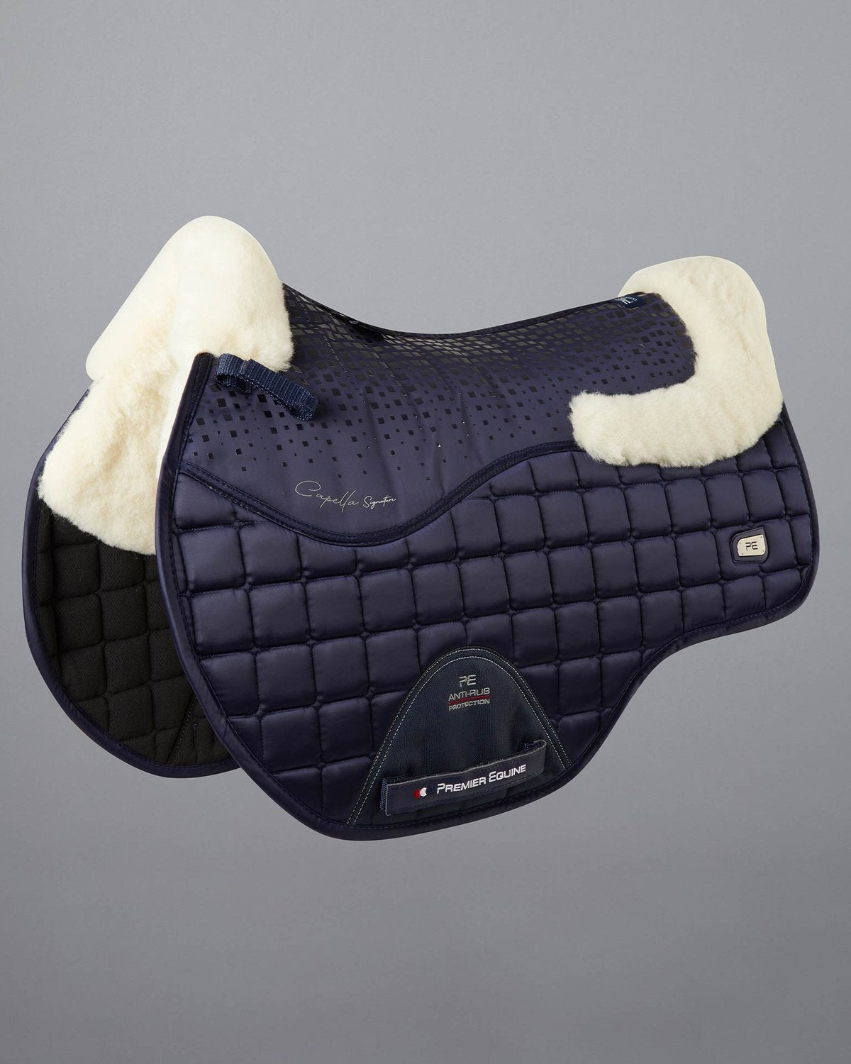 Premier Equine Capella Navy Merino Wool GP Jump Saddle Pad | Close Contact | Premium Quality