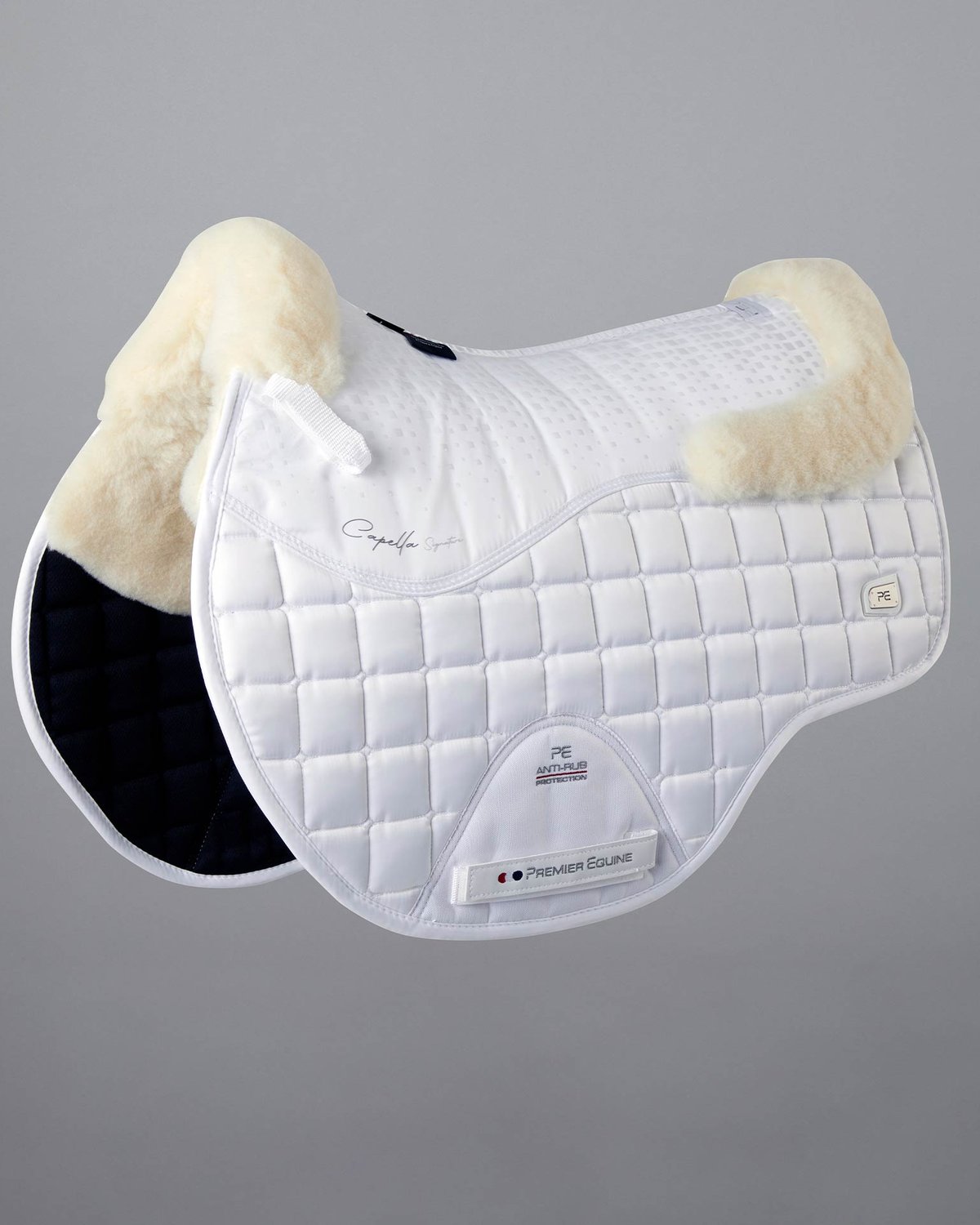 PREMIER EQUINE Capella White Merino Wool GP/Jump Saddle Pad | Anti-Slip, Moisture Wicking