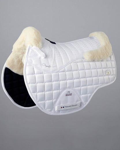 PREMIER EQUINE Capella White Merino Wool GP/Jump Saddle Pad | Anti-Slip, Moisture Wicking
