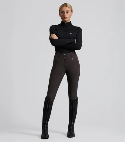 Premier Equine Carapello Ladies Full Seat Gel Riding Breeches Liquorice. Equestrian apparel by Equiflair.