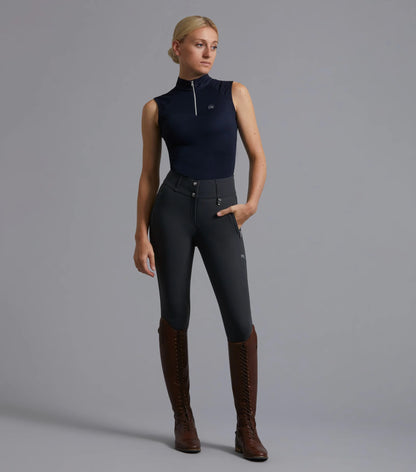 Premier Equine Carapello Anthracite Riding Breeches: Ladies Full Seat Gel Equestrian Pants, High-Waisted, Technical Fabric