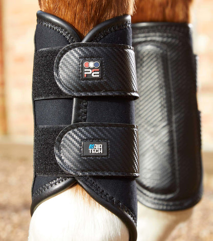 Premier Equine Carbon Air-Tech Brushing Boots - Horse Leg Protection, Black, Double Locking