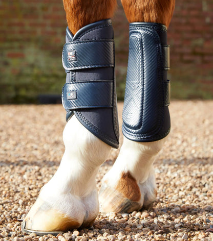 Premier Equine Horse Boots: Navy Carbon Air-Tech Double Locking Brushing Boots for Horses, equestrian protection