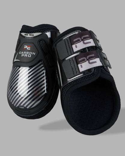 Premier Equine Carbon Pro Black Fetlock Boots: Carbon Fiber Protection