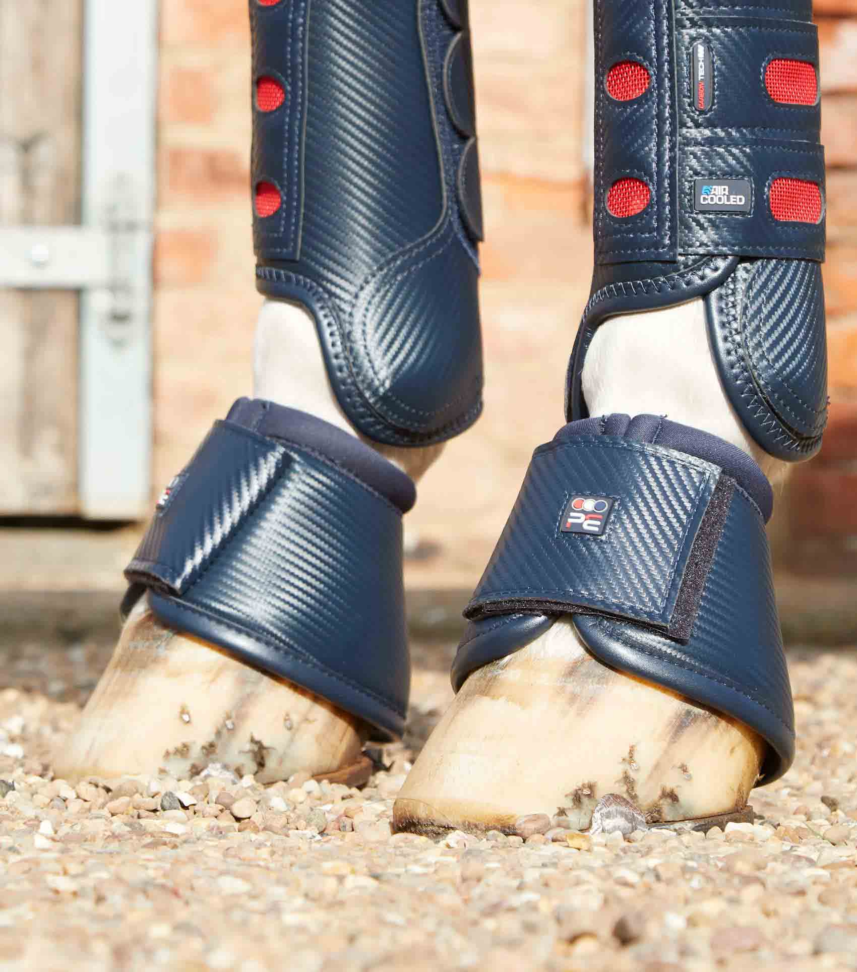 PREMIER EQUINE CARBON WRAP OVER REACH BOOTS NAVY | Horse boots for Overreach Protection | Equiflair