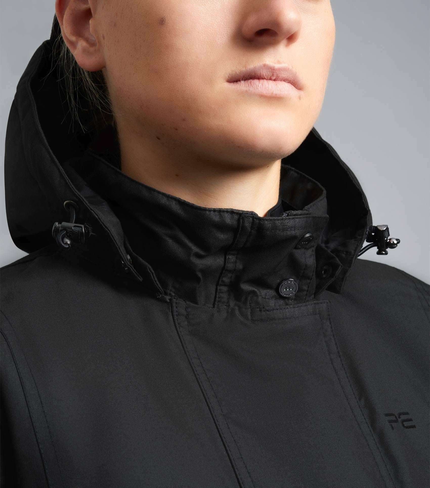 Premier Equine Waterproof Coat Black - Ladies Riding Coat with Hood - Equestrian Apparel