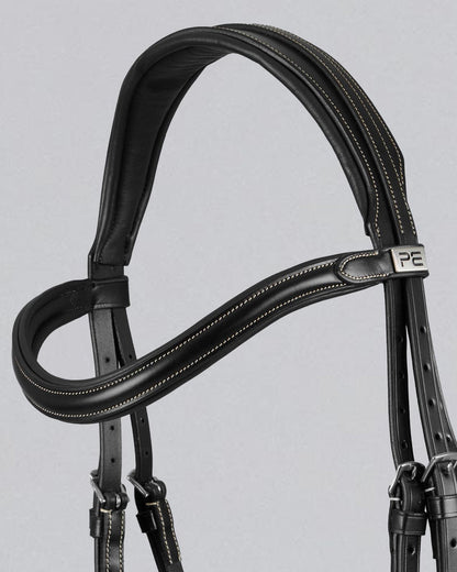 Premier Equine Cassano Black Leather Snaffle Bridle: Padded, Stylish Horse Tack for Equestrian Use