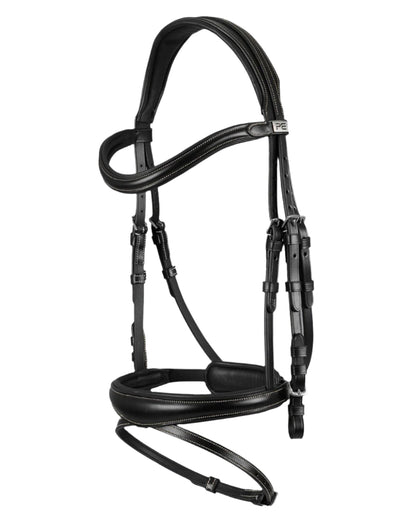 Premier Equine Cassano Snaffle Bridle - Black Leather Horse Bridle with Padded Headpiece & Noseband | Equiflair