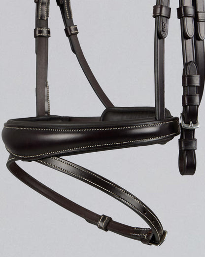 PREMIER EQUINE CASSANO Snaffle Bridle - Brown Leather Horse Bridle with Flash Noseband for Riding & Competition