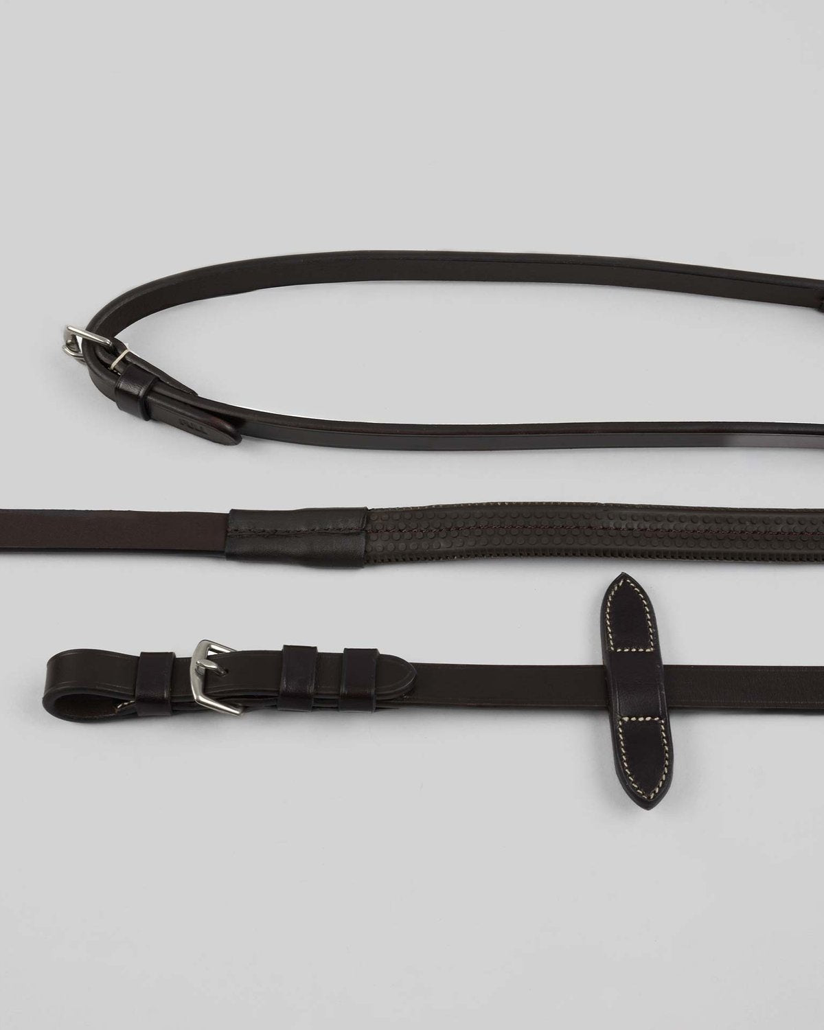 Premier Equine Cassano Rubber Grip Reins Brown
