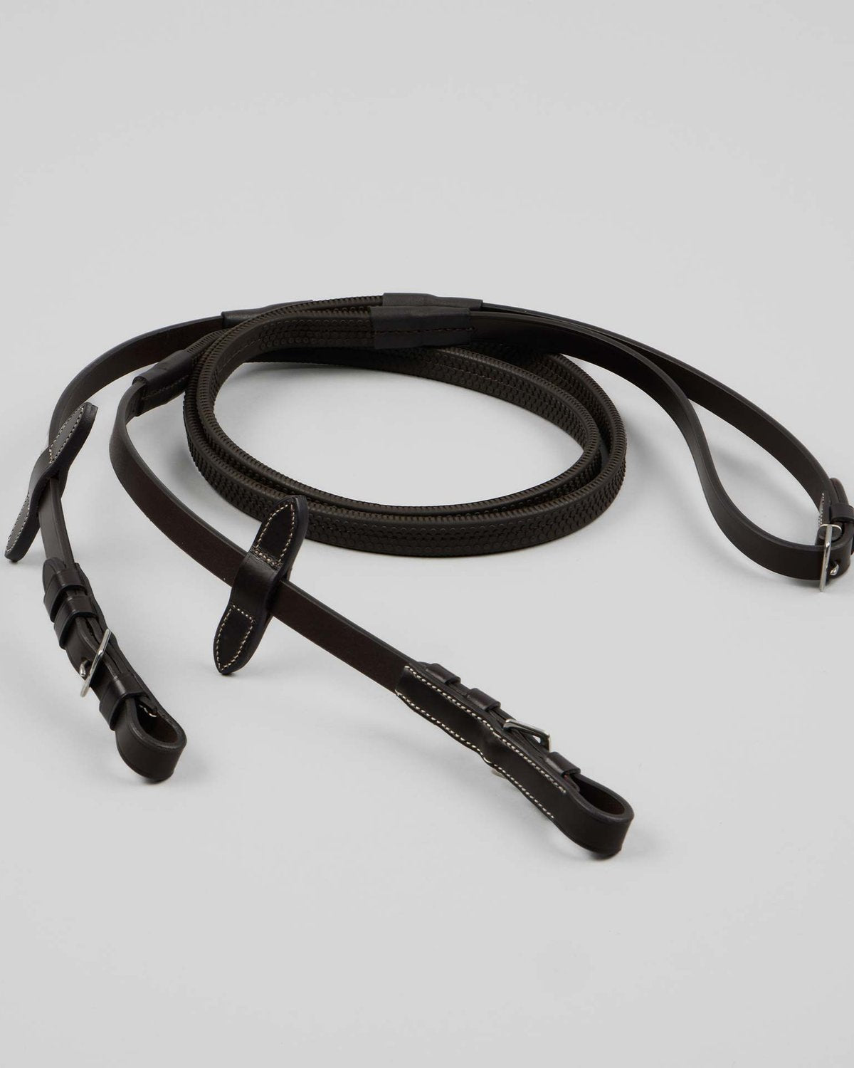 Premier Equine Cassano Rubber Grip Reins Brown