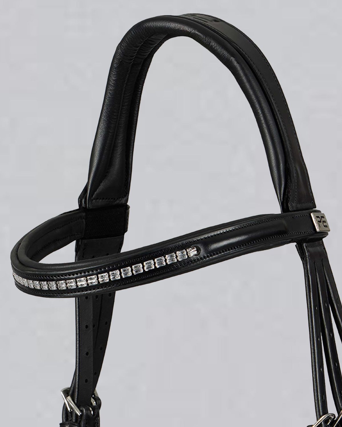Premier Equine Castello Anatomical Bridle - Black Leather with Diamante Browband