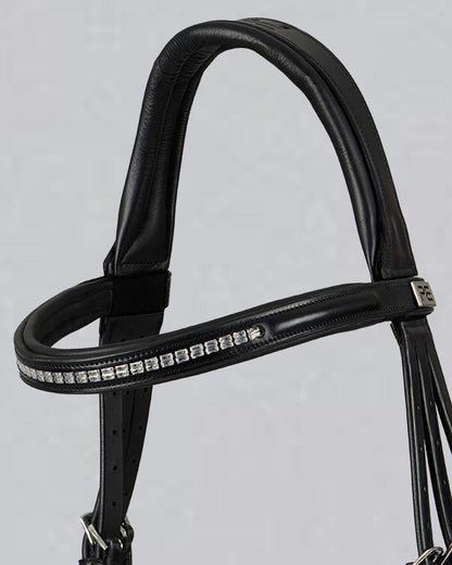 Premier Equine Castello Anatomical Bridle - Black Leather with Diamante Browband