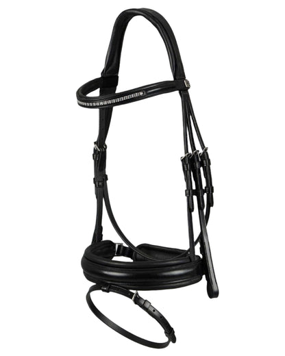 Black Anatomical Bridle | Diamante Browband | Italian Leather Equestrian Bridle by Equiflair