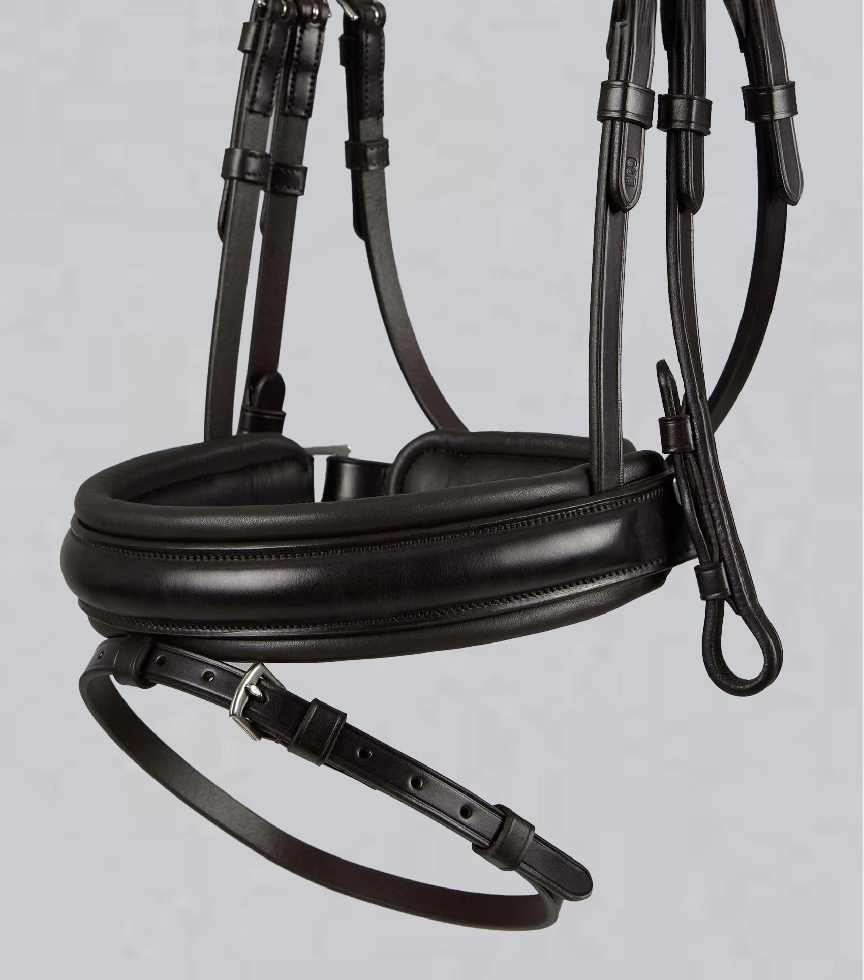 Brown Leather Anatomical Equine Bridle | Padded Horse Riding Headstall with Flash Noseband