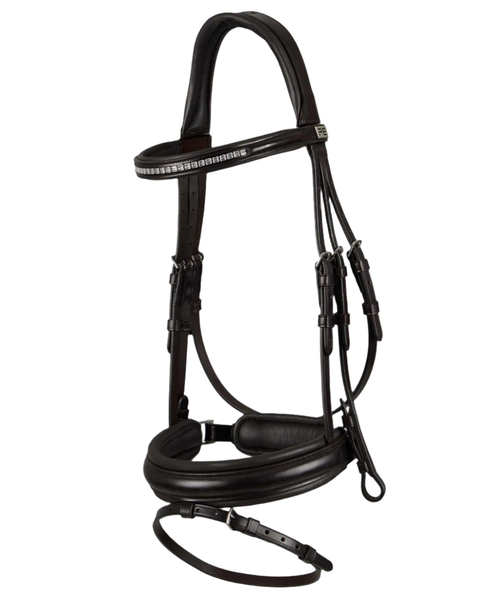 PREMIER EQUINE CASTELLO Anatomical Bridle Brown Diamante Browband. Premium Italian Leather Horse Bridle by Equiflair