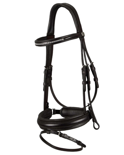 PREMIER EQUINE CASTELLO Anatomical Bridle Brown Diamante Browband. Premium Italian Leather Horse Bridle by Equiflair