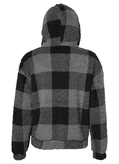Mountain Horse Chess Fuzzy Fleece Hooded Sweatshirt - Black/Grey Plaid Jacket from Equiflair Saddlery