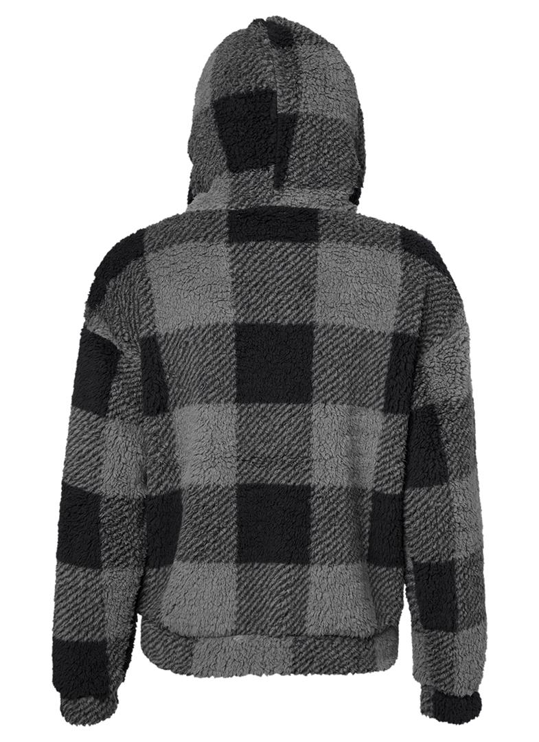 Mountain Horse Chess Fuzzy Fleece Hooded Sweatshirt - Black/Grey Plaid Jacket from Equiflair Saddlery