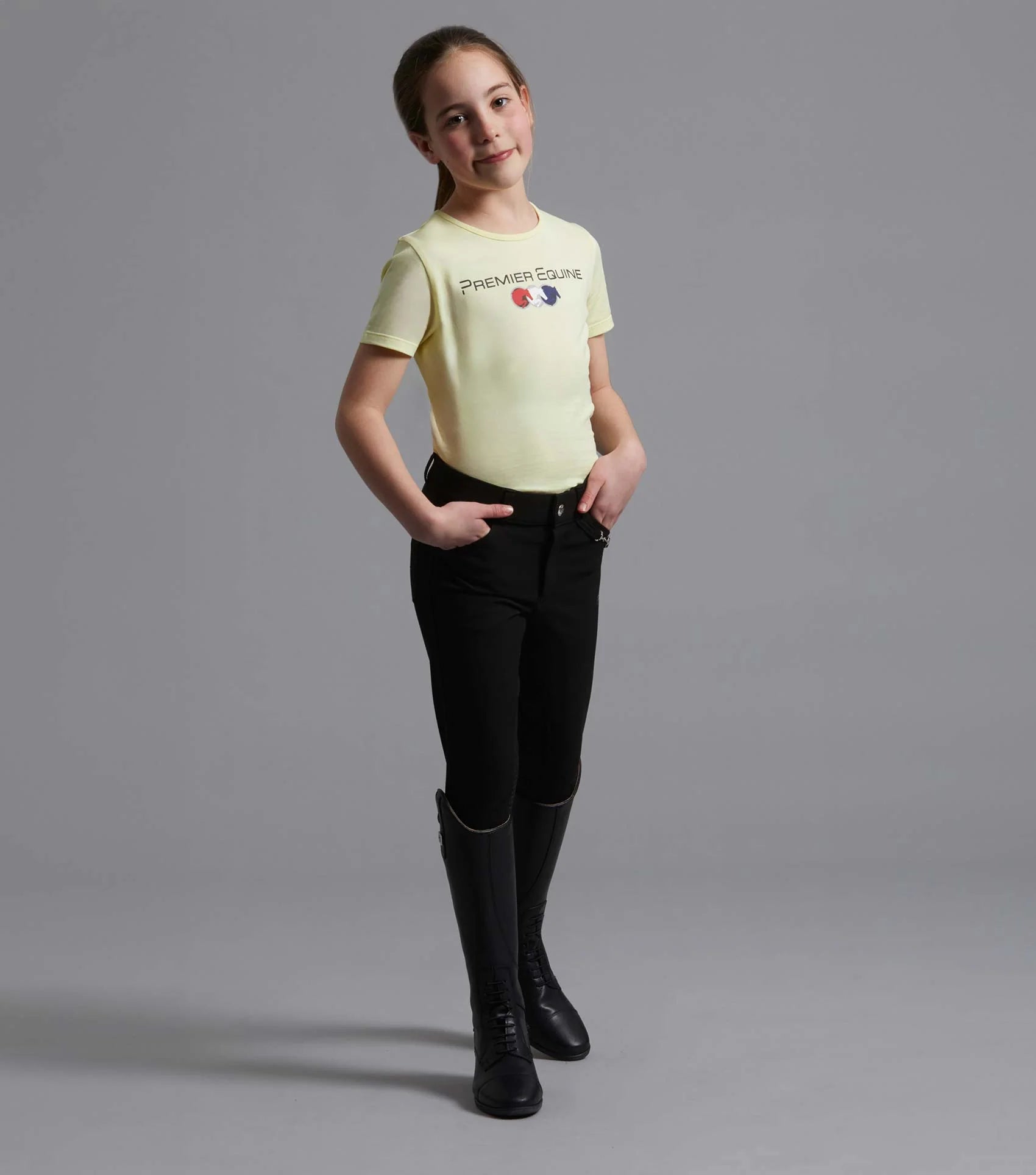 PREMIER EQUINE Girl's Yellow Riding T-shirt | Equestrian Apparel for Girls