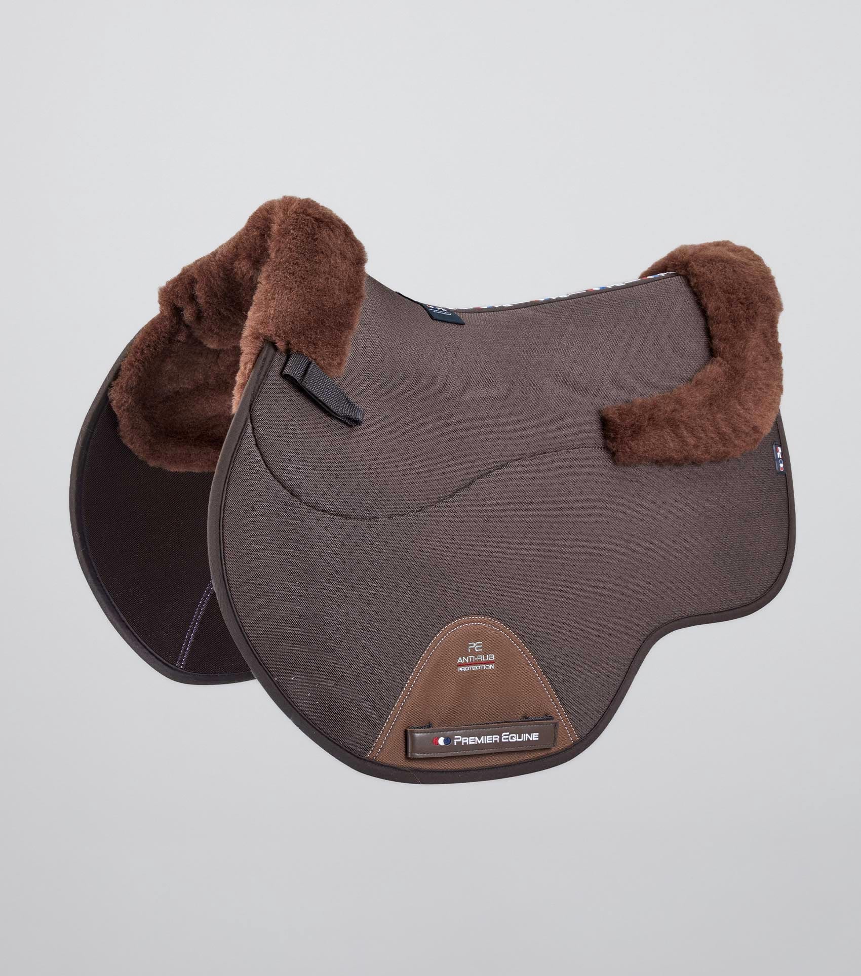 Premier Equine Brown Wool Saddle Pad - GP/Jump Square, Shockproof Horse Riding Equipment.