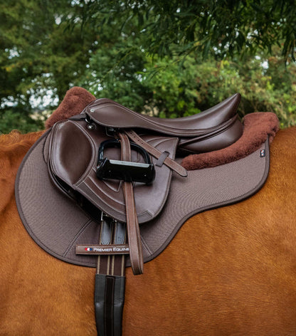 PREMIER EQUINE Close Contact Airtechnology Shockproof Wool GP/Jump Saddle Pad - Brown. Superior horse riding comfort & protection!