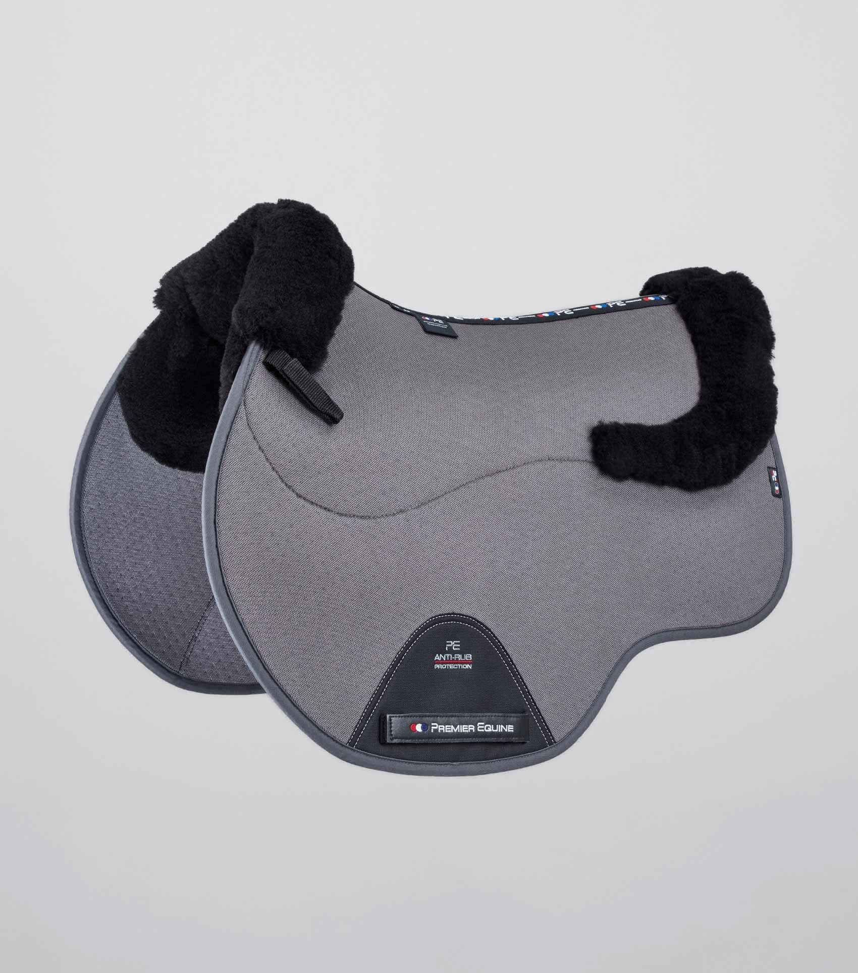 Premier Equine Grey & Black Wool Saddle Pad - Shockproof GP/Jump Square. Buy it now!