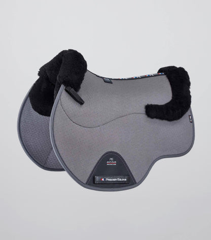Premier Equine Grey & Black Wool Saddle Pad - Shockproof GP/Jump Square. Buy it now!