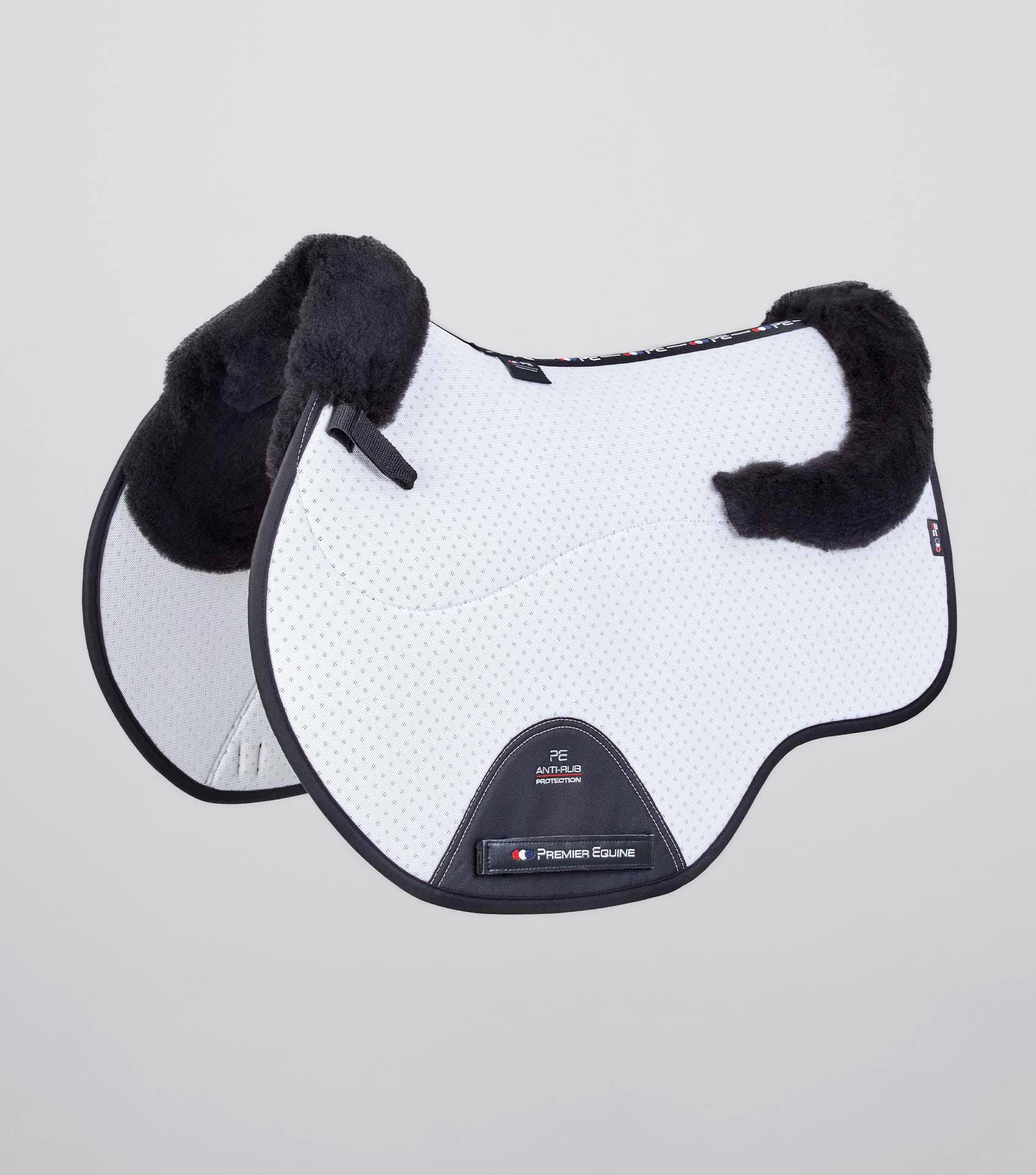 Premier Equine White & Black Wool Saddle Pad - Shockproof GP/Jump Close Contact