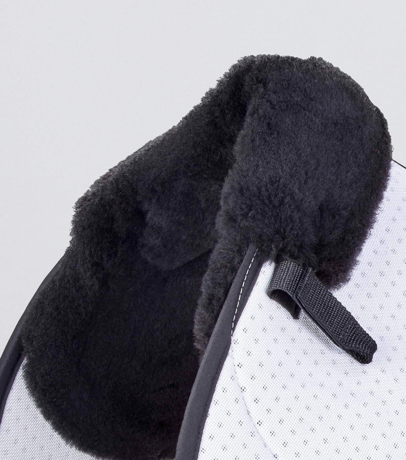 Premier Equine GP/Jump Saddle Pad: White w/ Black Wool. Shockproof, Breathable. Horse Riding Comfort & Protection. #Equestrian